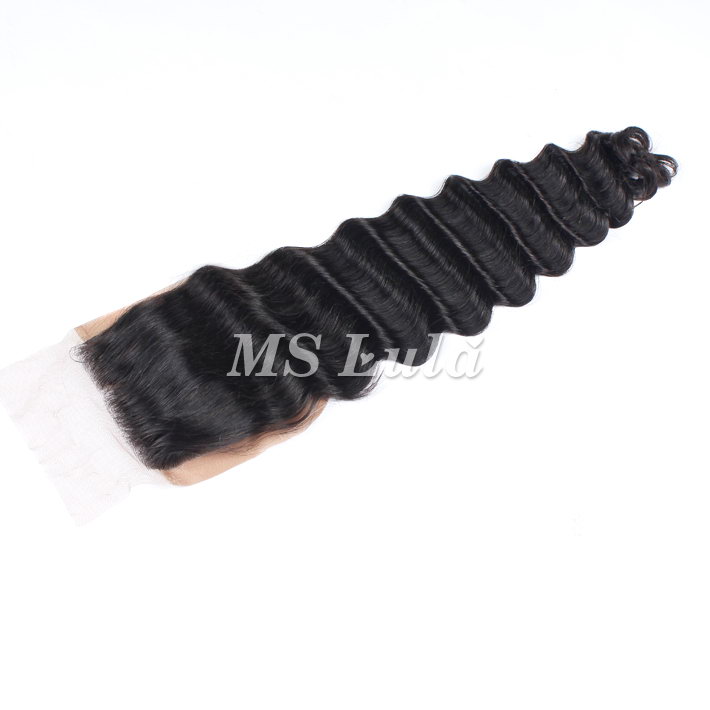 Virgin Hair Deep Wave Silk Base Closure 4X4 Size - 图片 3